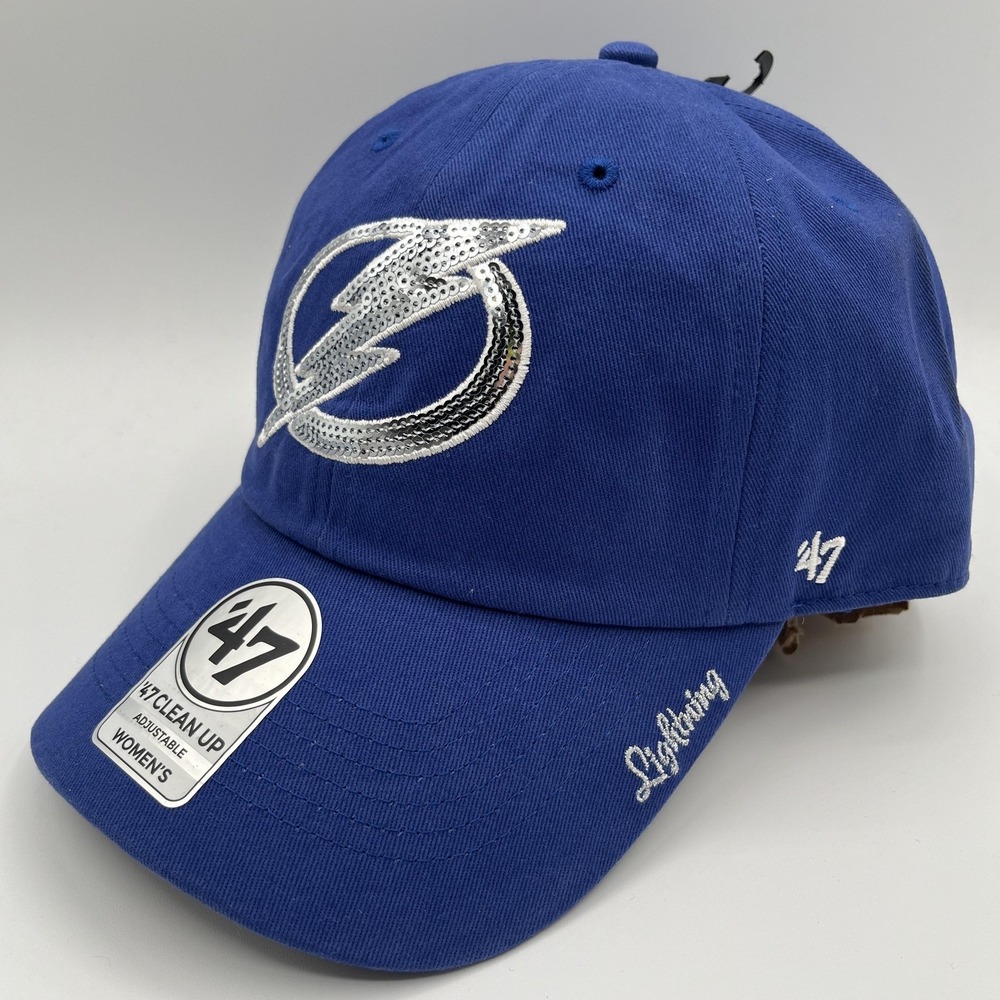 Tampa Bay Lightning 47 Brand Womens Clean Up Hat Cap Strap Back Sparkle‎ NHL NEW